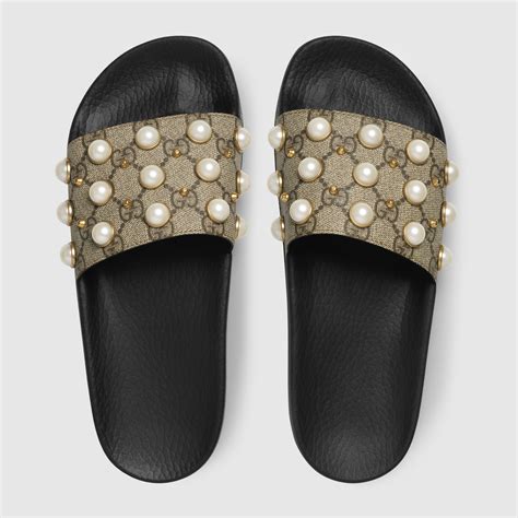 women's gucci slides with pearls|affordable Gucci slides.